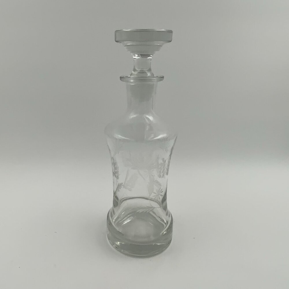 Vintage Leonard Silver "Summerfield" Crystal Whiskey Decanter Made In Romania